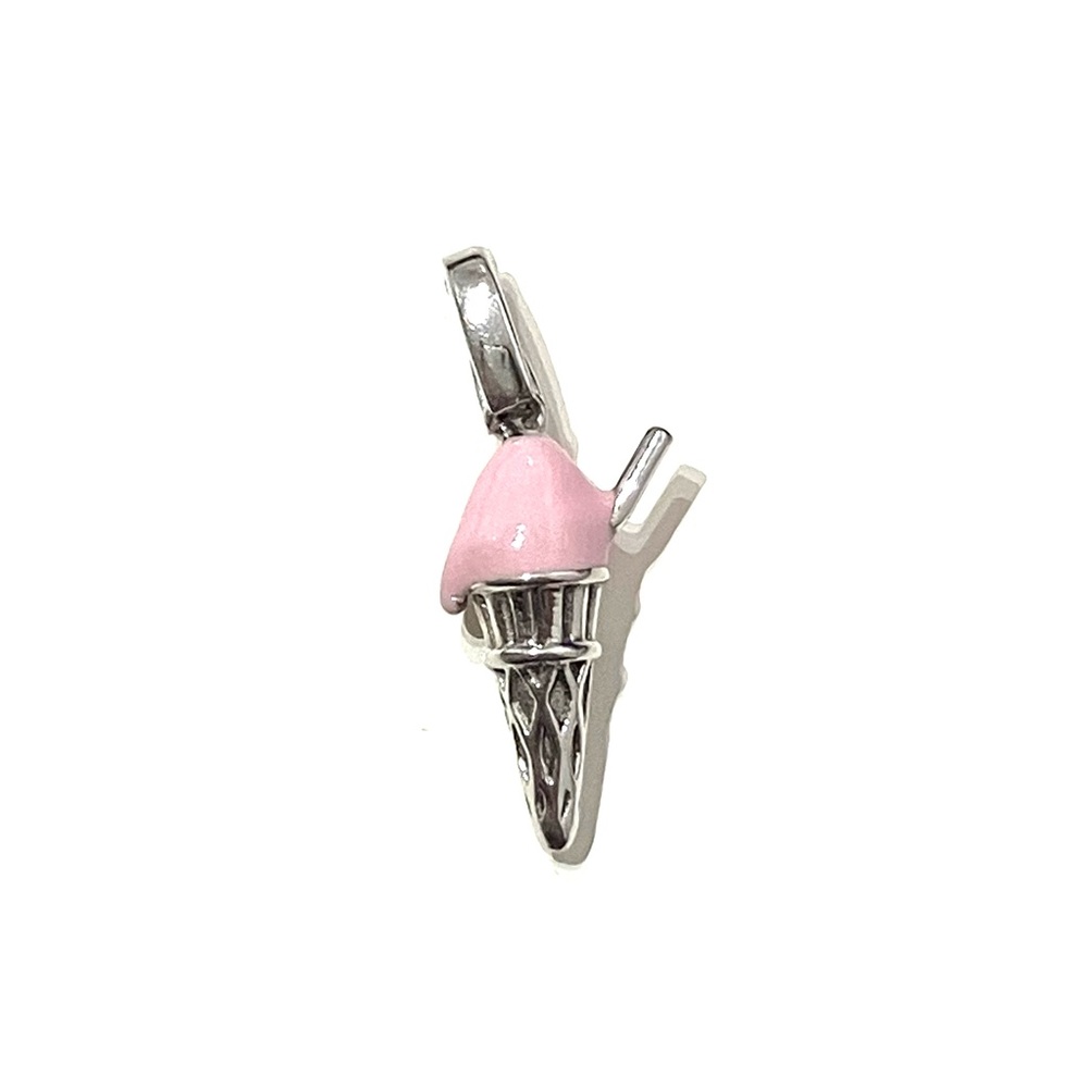 Sterling Silver Pink Enamel Ice Cream Charm